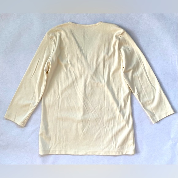 L.L. Bean Women’s Cream V-Neck 3/4 Sleeve Top T-Shirt 100% Supima Cotton Size XS - Picture 3 of 12